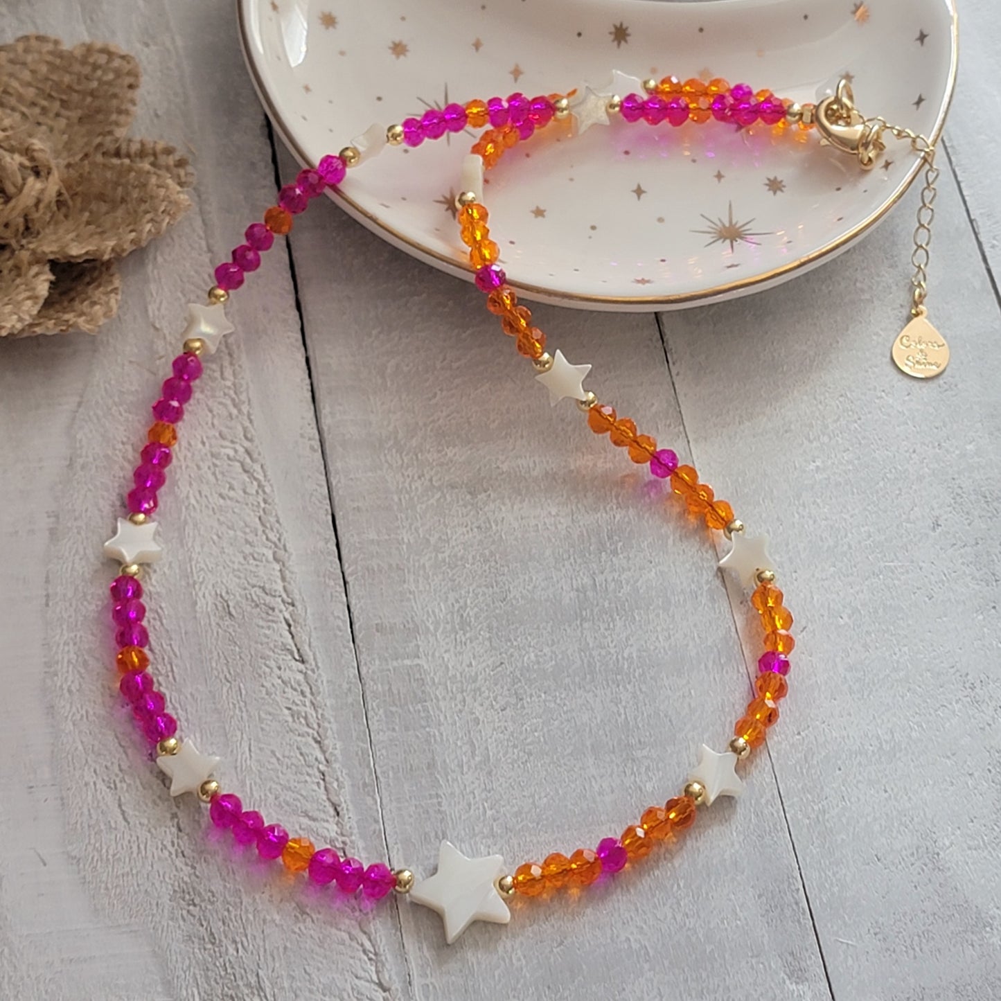 Nacre Stars & Crystal Necklace