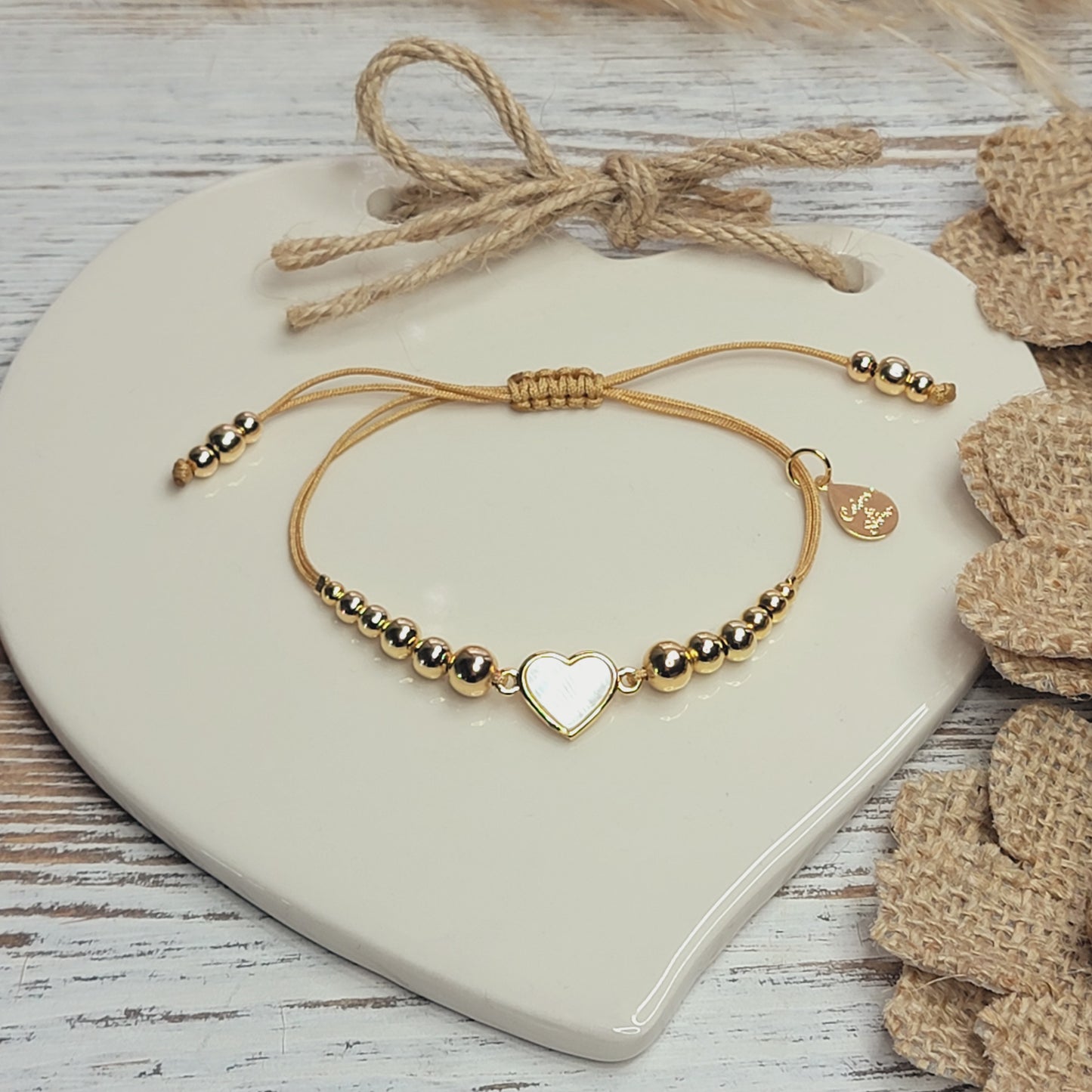 Nacre Heart Adjustable Bracelet / Cord Available in Many Colors