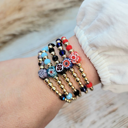 Half & Half Floral Charm Bracelet