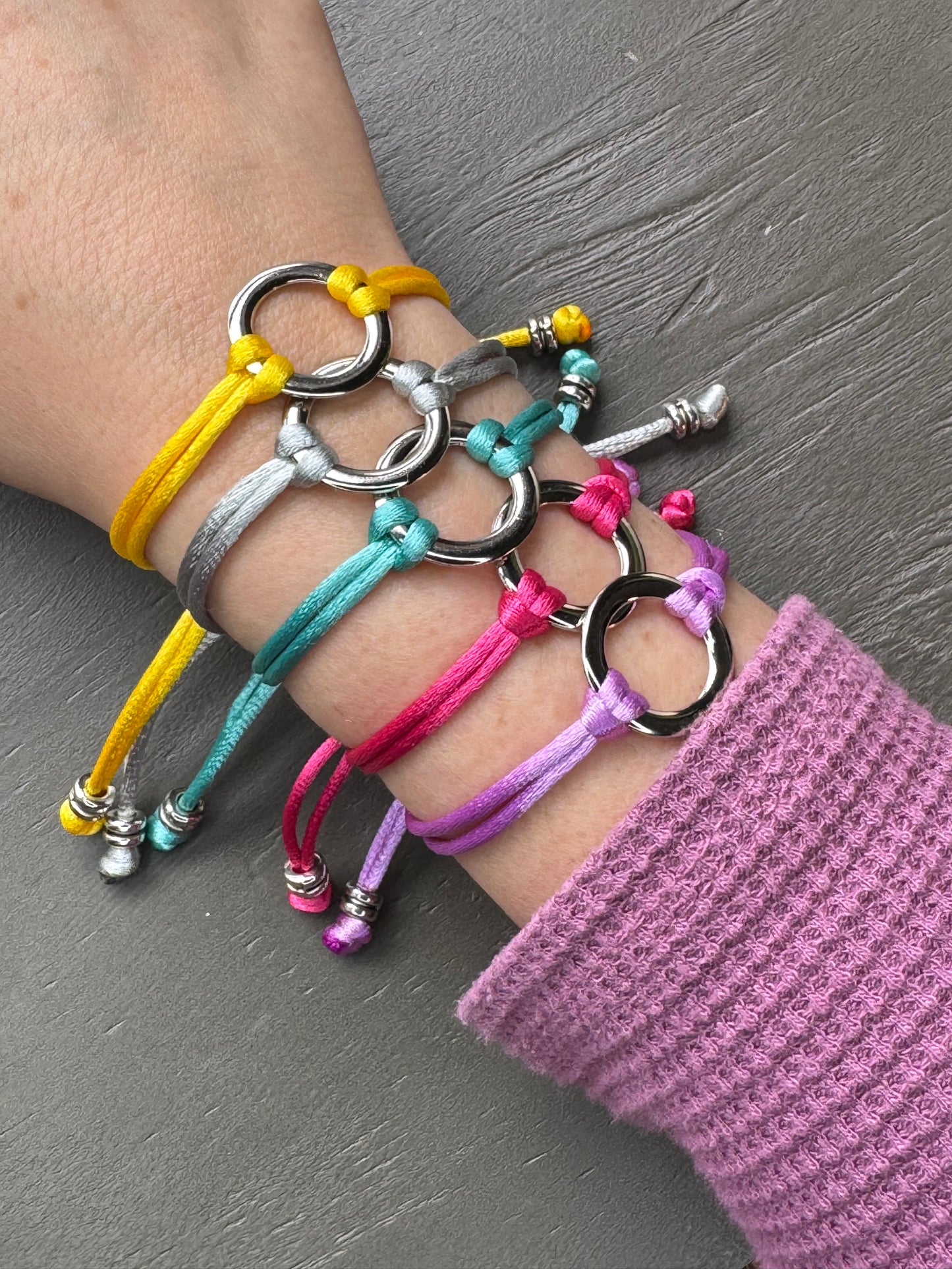 Silver-Plated Colored Cord Bracelet