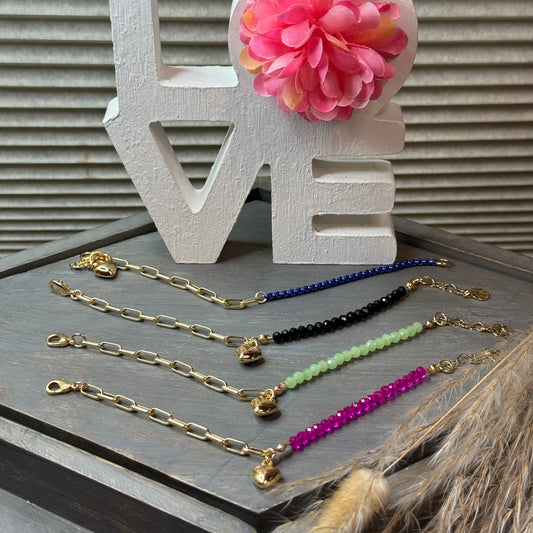 Crystal & Paperclip Chain Bracelet