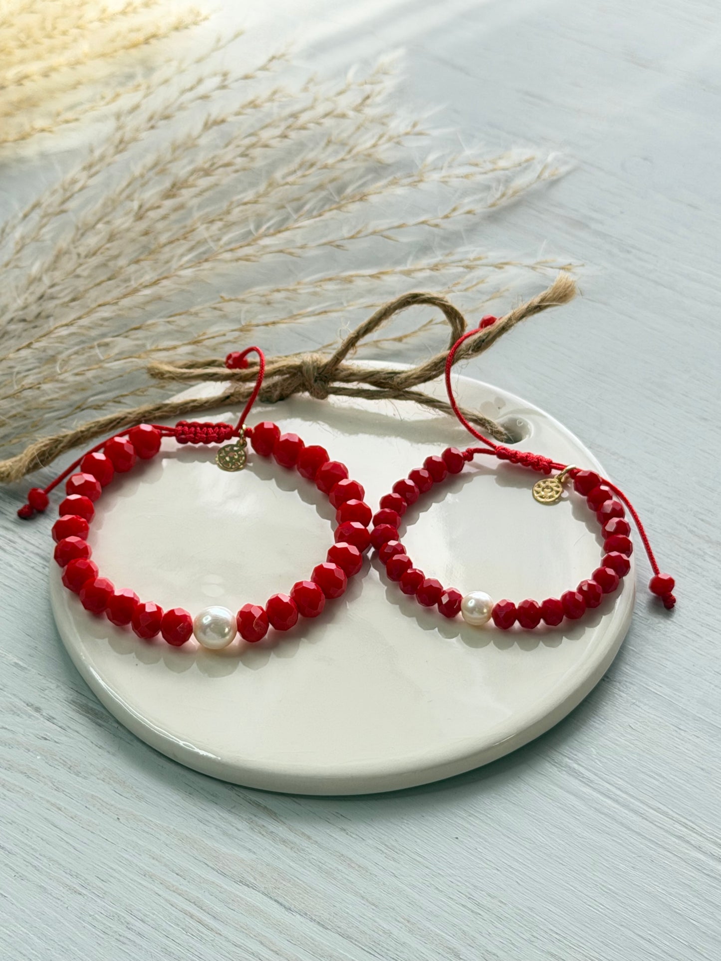 Freshwater Pearl & Crystals Matching Friendship Bracelet