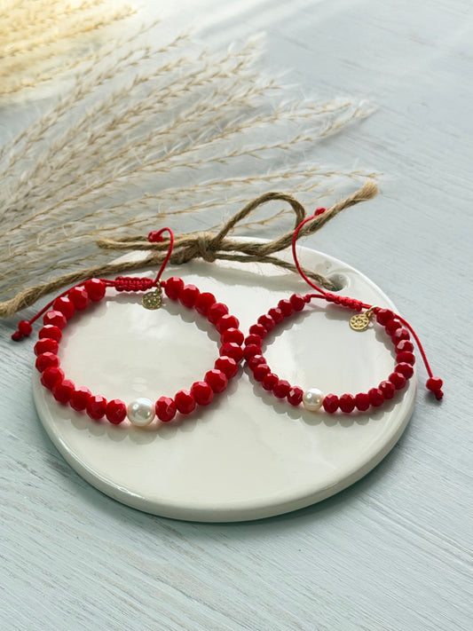 Freshwater Pearl & Crystals Matching Friendship Bracelet