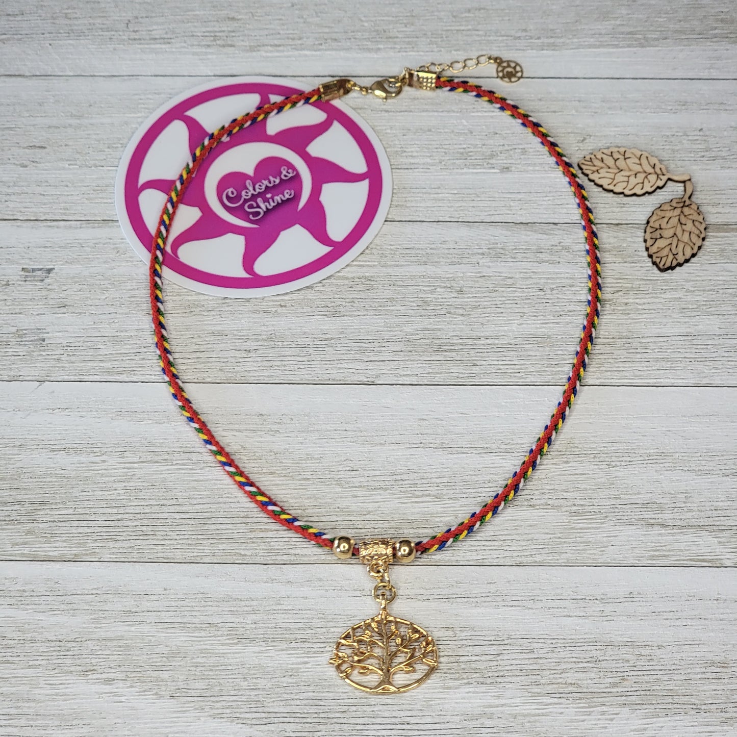 Multicolor Cord Tree of Life Necklace