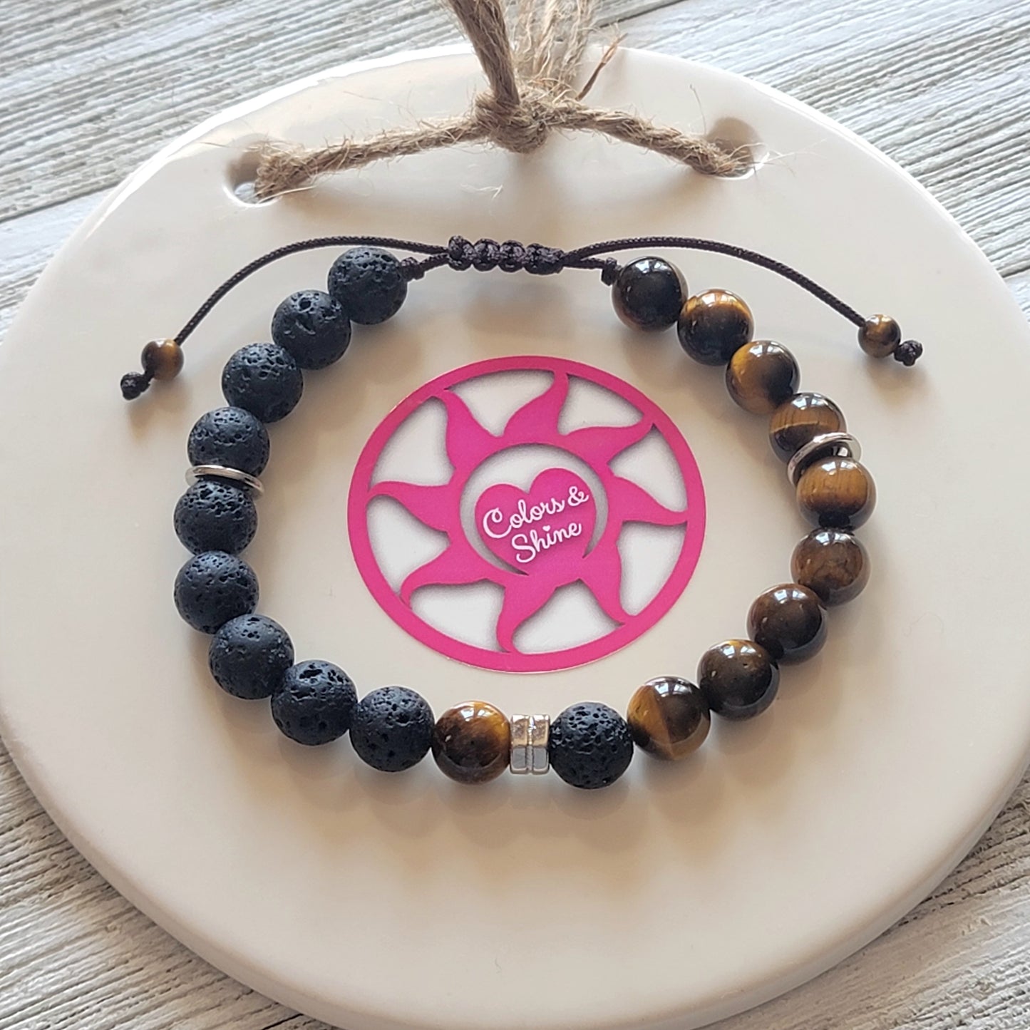 Tiger Eye Bead Lava Bracelet for Men