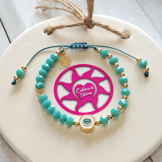 Elegant Protection Bracelet with Turquoise Crystals & 18k Gold-Filled Details