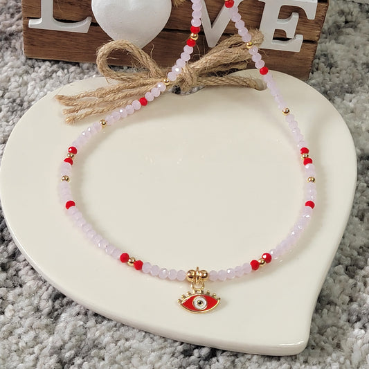 Red Evil Eye & Red- Pink Crystals