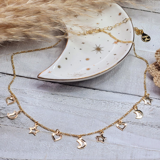 Moon, Star & Heart Necklace