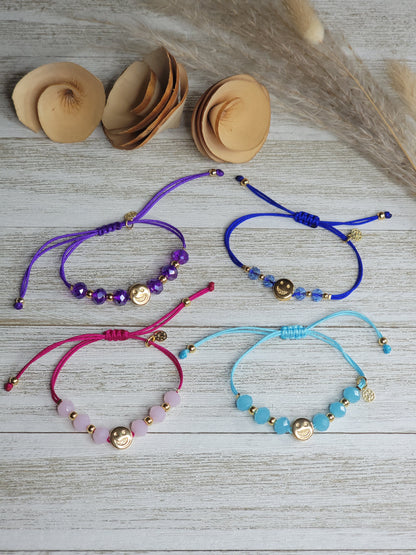 Happy Face Crystal Bracelet for Girls (Available in Many Colors)