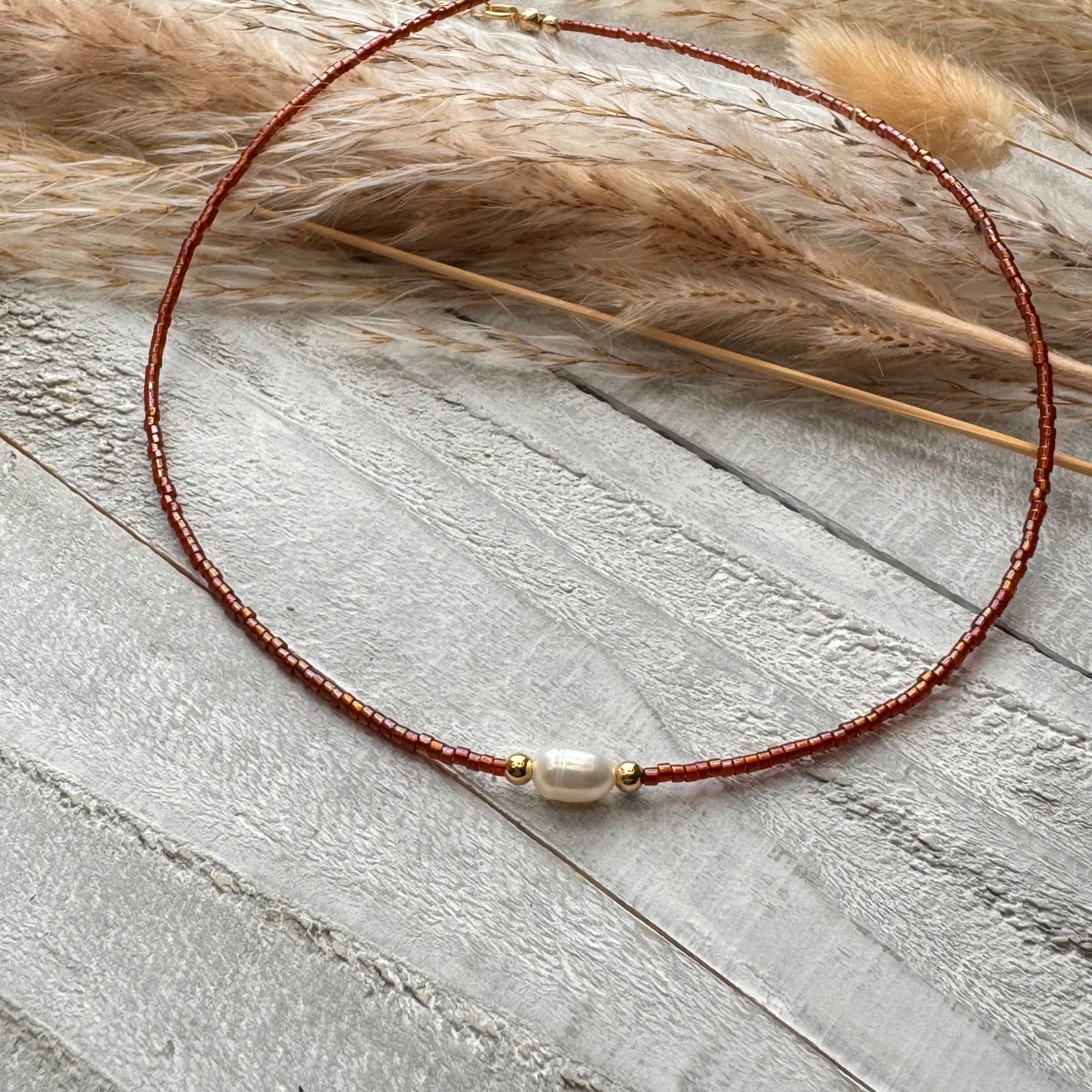 Beaded Choker Necklace With Freshwater Pearl