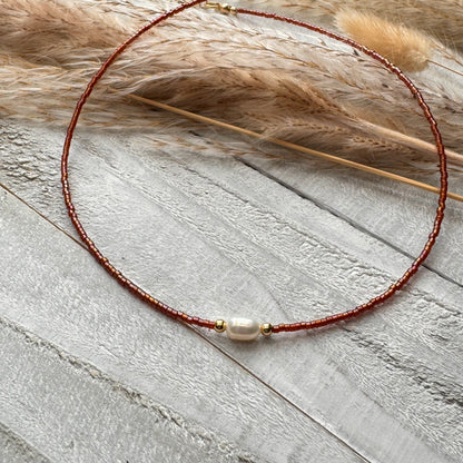 Beaded Choker Necklace With Freshwater Pearl