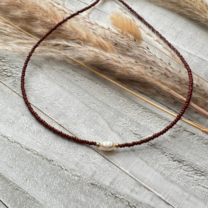 Beaded Choker Necklace With Freshwater Pearl