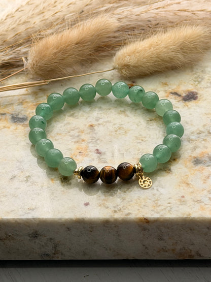 Green Gemstone & Tiger Eye Stretch Bracelet