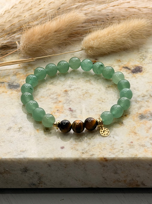 Green Gemstone & Tiger Eye Stretch Bracelet