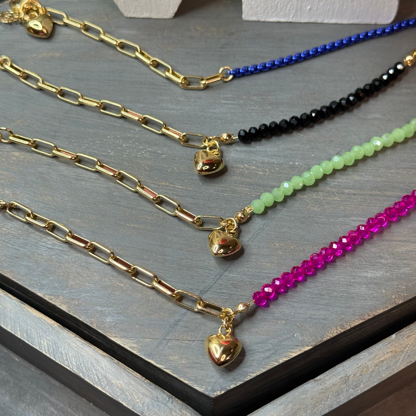 Crystal & Paperclip Chain Bracelet