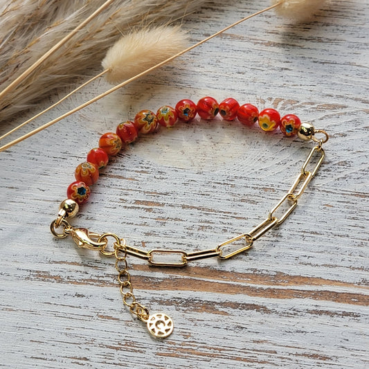 Paperclip Chain & Glass Beads Bracelet