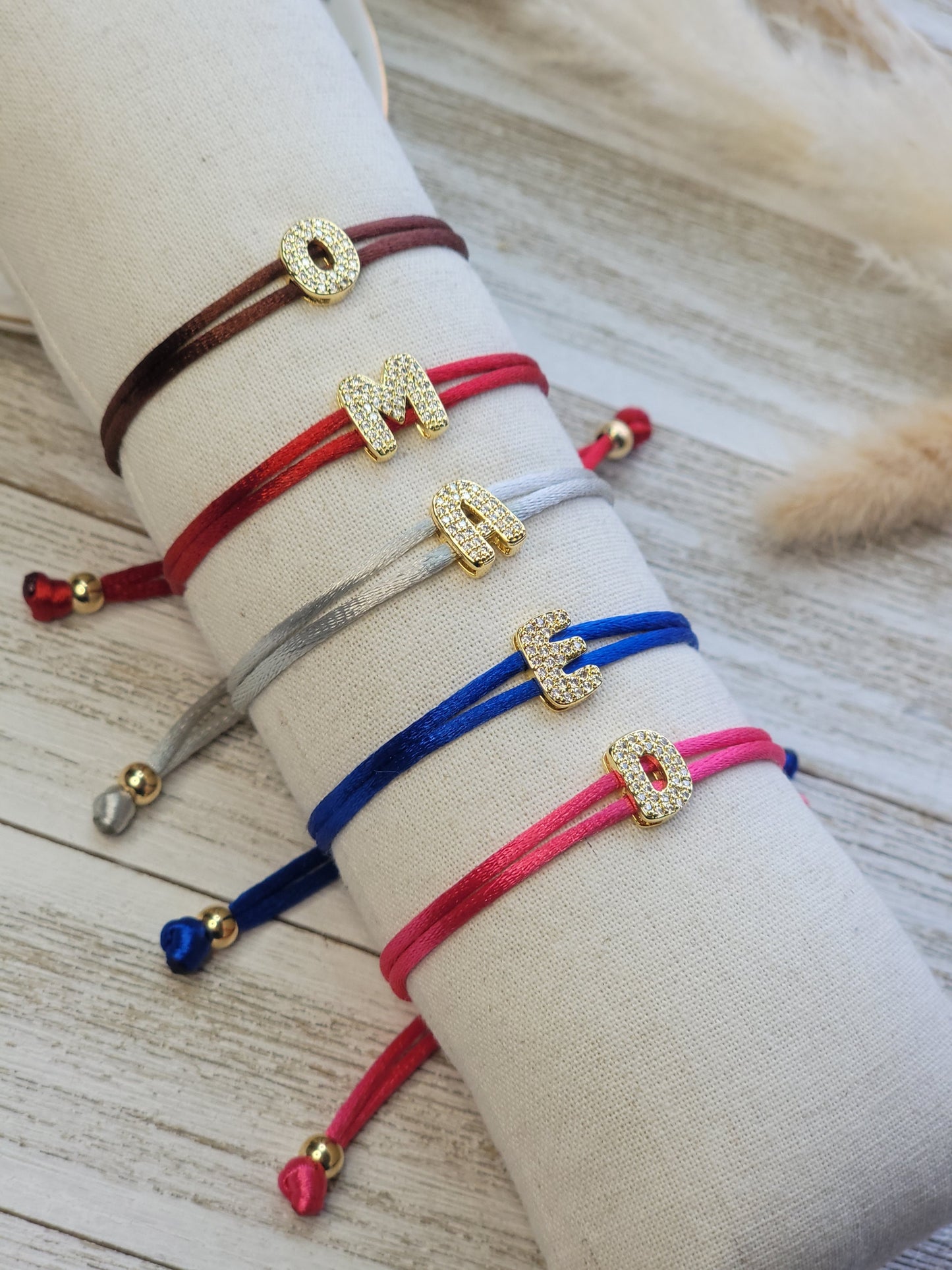 Handmade Personalized Initial Satin Bracelet