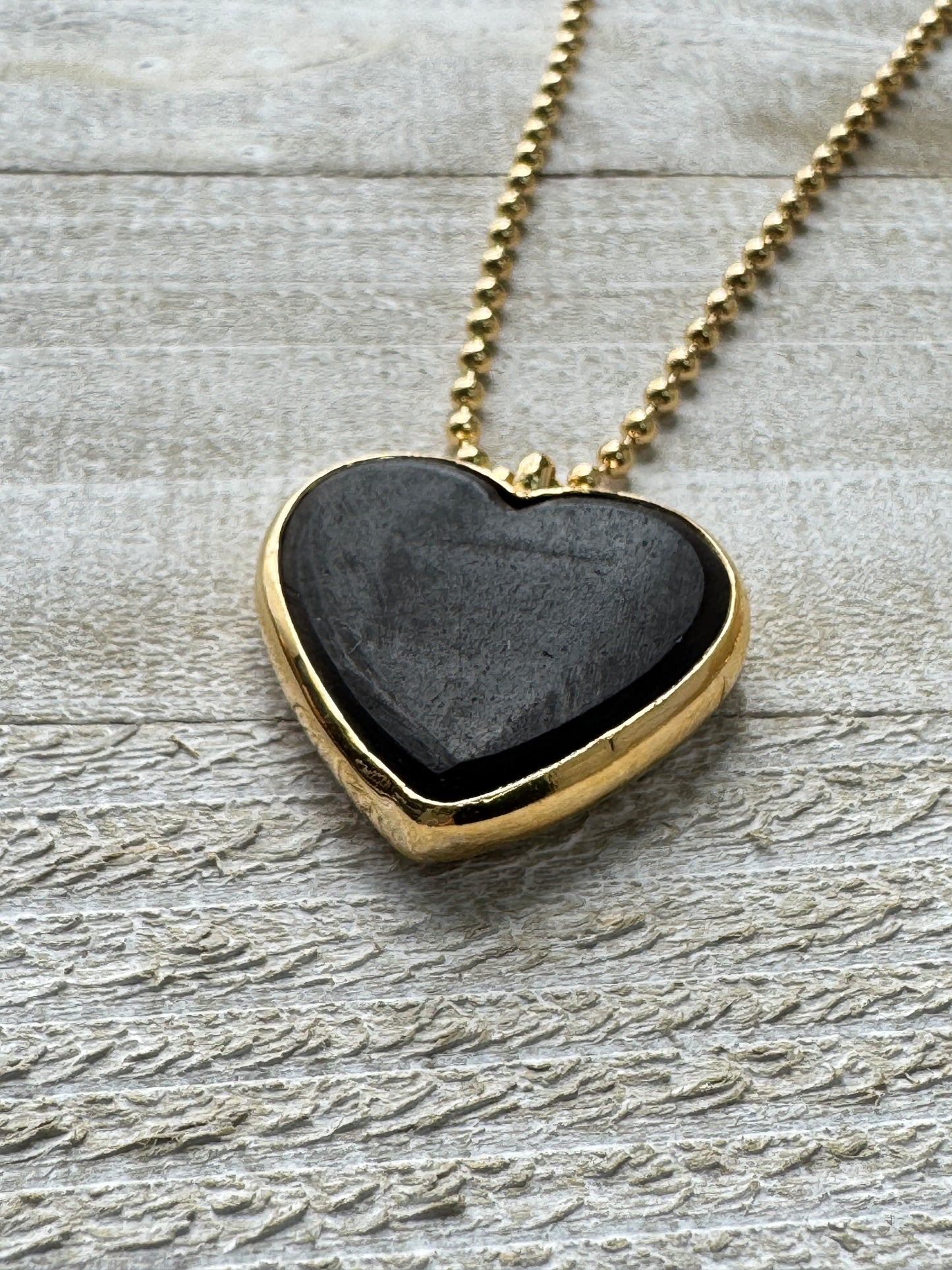 Black Azabache Heart Pendant Necklace