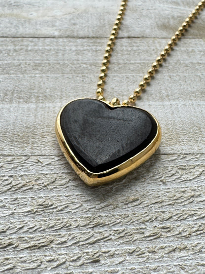 Black Azabache Heart Pendant Necklace