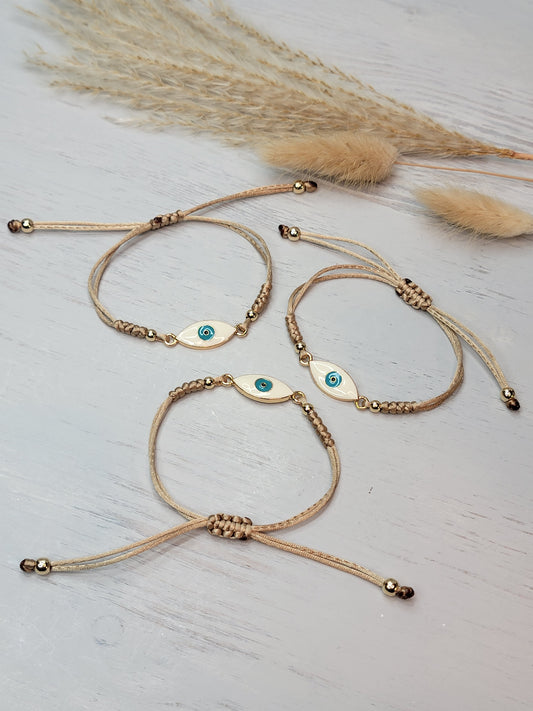 Protection Evil Eye Golden-Beige Bracelet