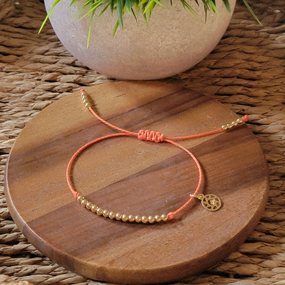 Adjustable Bracelet with Small Round 18k Gold-Filled Beads | Available in many Colors