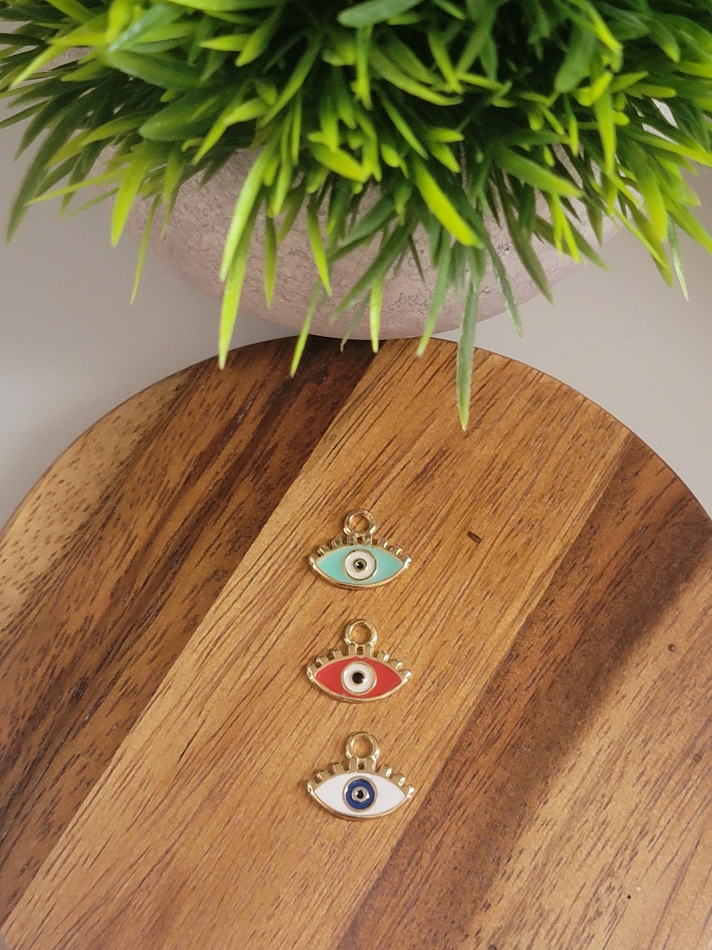 Bracelet with 18k Gold-Filled Small Round Beads and Colored Evil Eye Pendant | Available in Many Colors