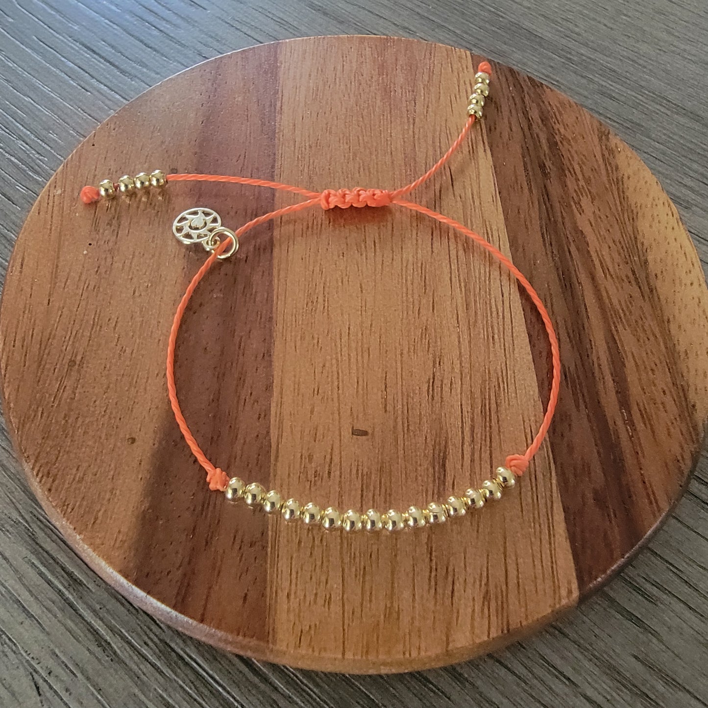 Adjustable Bracelet with Small Round 18k Gold-Filled Beads | Available in many Colors