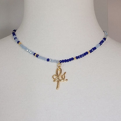 Fé/Faith Blue Crystal Necklace