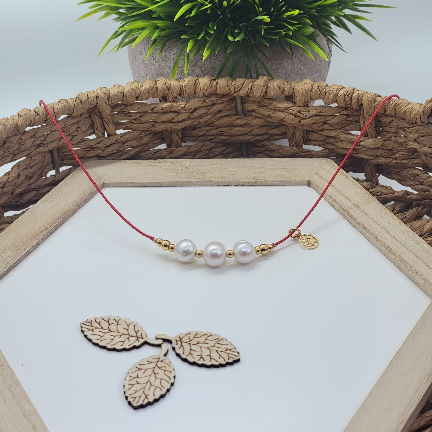 String Necklace with Freshwater Pearls and 18k Gold-Filled Details. (Style 2) Available in Many Colors