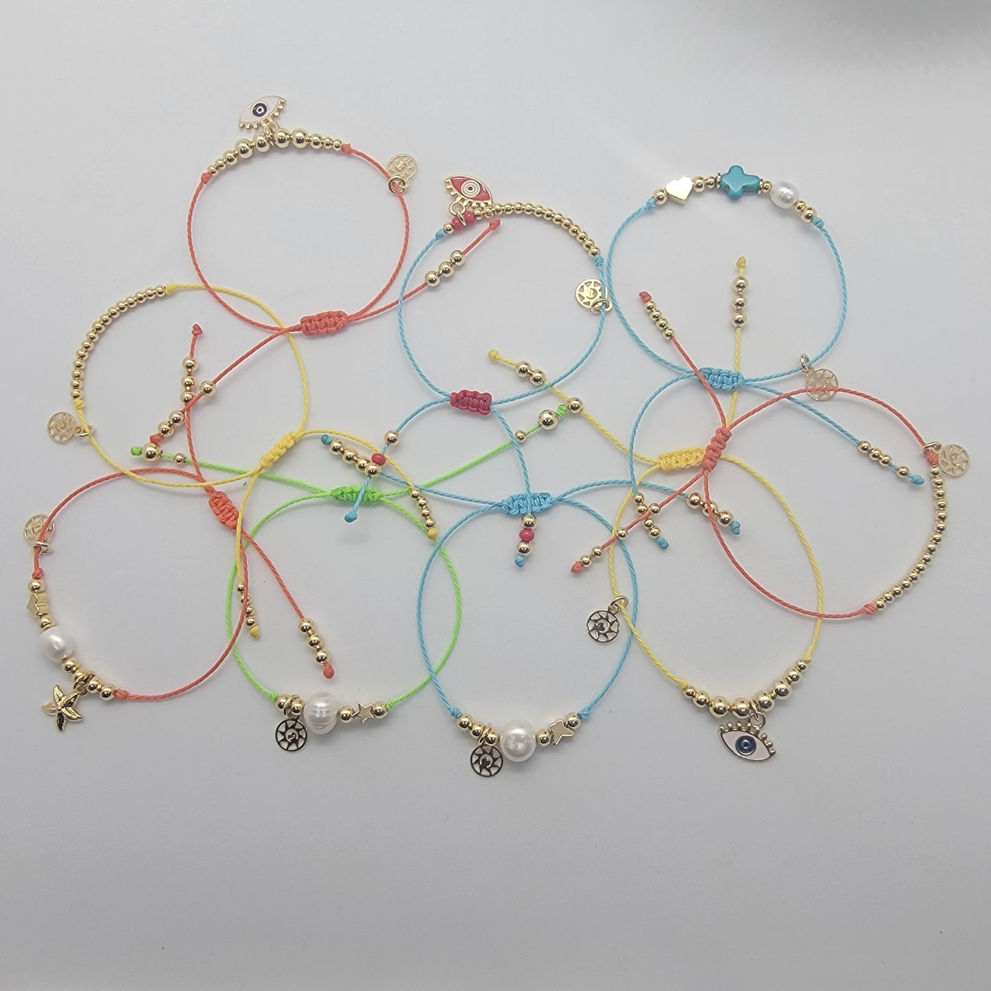 Turquoise Cross Bracelet, Freshwater Pearl and 18k Gold-Filled Heart. Available in Many Colors!
