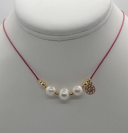 String Necklace with Freshwater Pearls and 18k Gold-Filled Details. (Style 2) Available in Many Colors