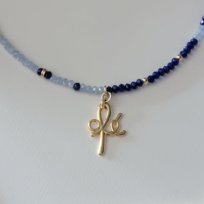 Fé/Faith Blue Crystal Necklace