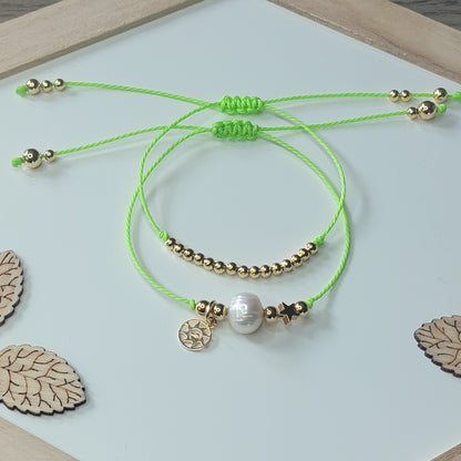 Set of 2 Bracelets With 18K Gold-filled Beads, Freshwater Pearl, Mix & Match Colors