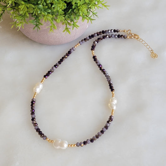 Translucent Crystals & Freshwater Pearls Necklace