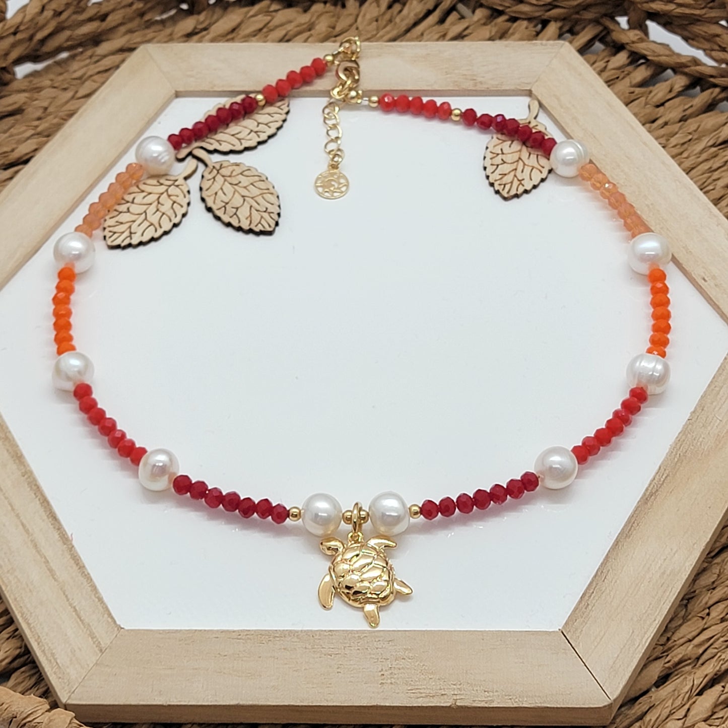 Multicolor Turtle Crystal & Freshwater Pearls Necklace