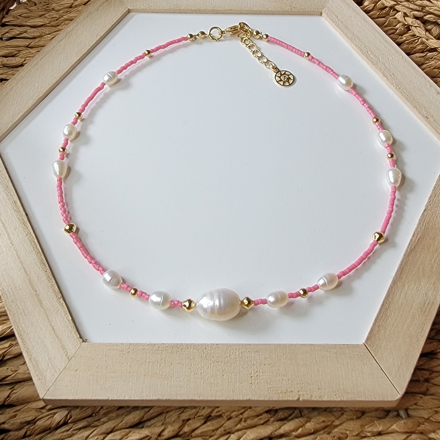Pink Pearl Choker Necklace (Available in Many Colors)