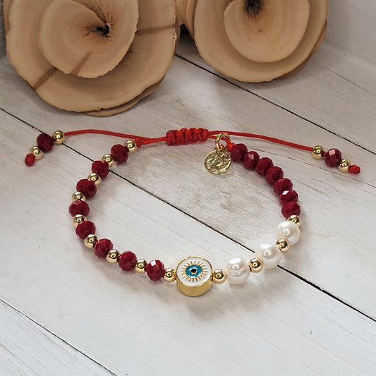 Elegant Protection Bracelet with Pearls, Crystals and 18k Gold-Filled Details