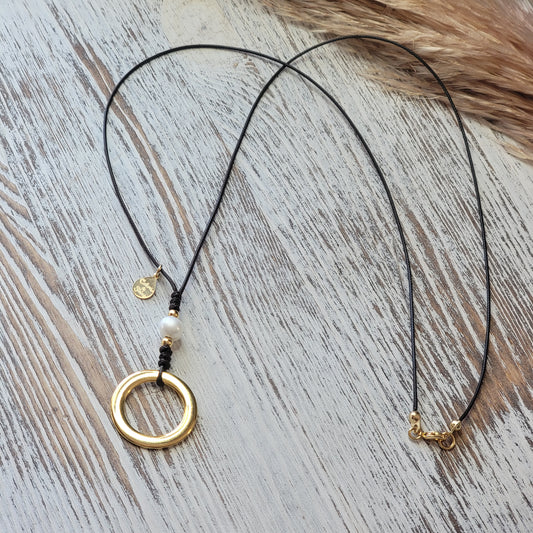 Long Necklace With Freshwater Pearl And Gold-filled Details (Available in Many colors)