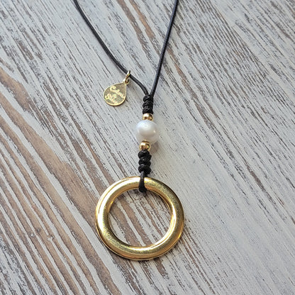 Long Necklace With Freshwater Pearl And Gold-filled Details (Available in Many colors)