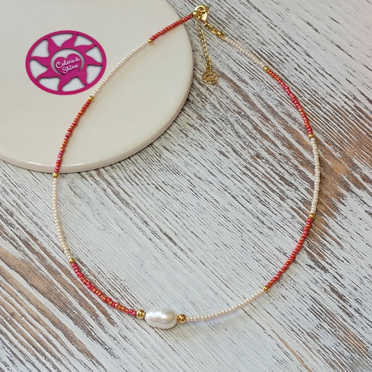 Delicate Beaded Necklace & Freshwater Pearl