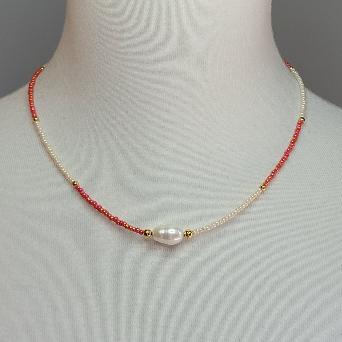 Delicate Beaded Necklace & Freshwater Pearl