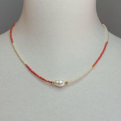 Delicate Beaded Necklace & Freshwater Pearl