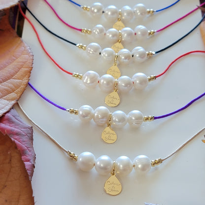String Necklace with Freshwater Pearls (Style 1). Available in Many Colors
