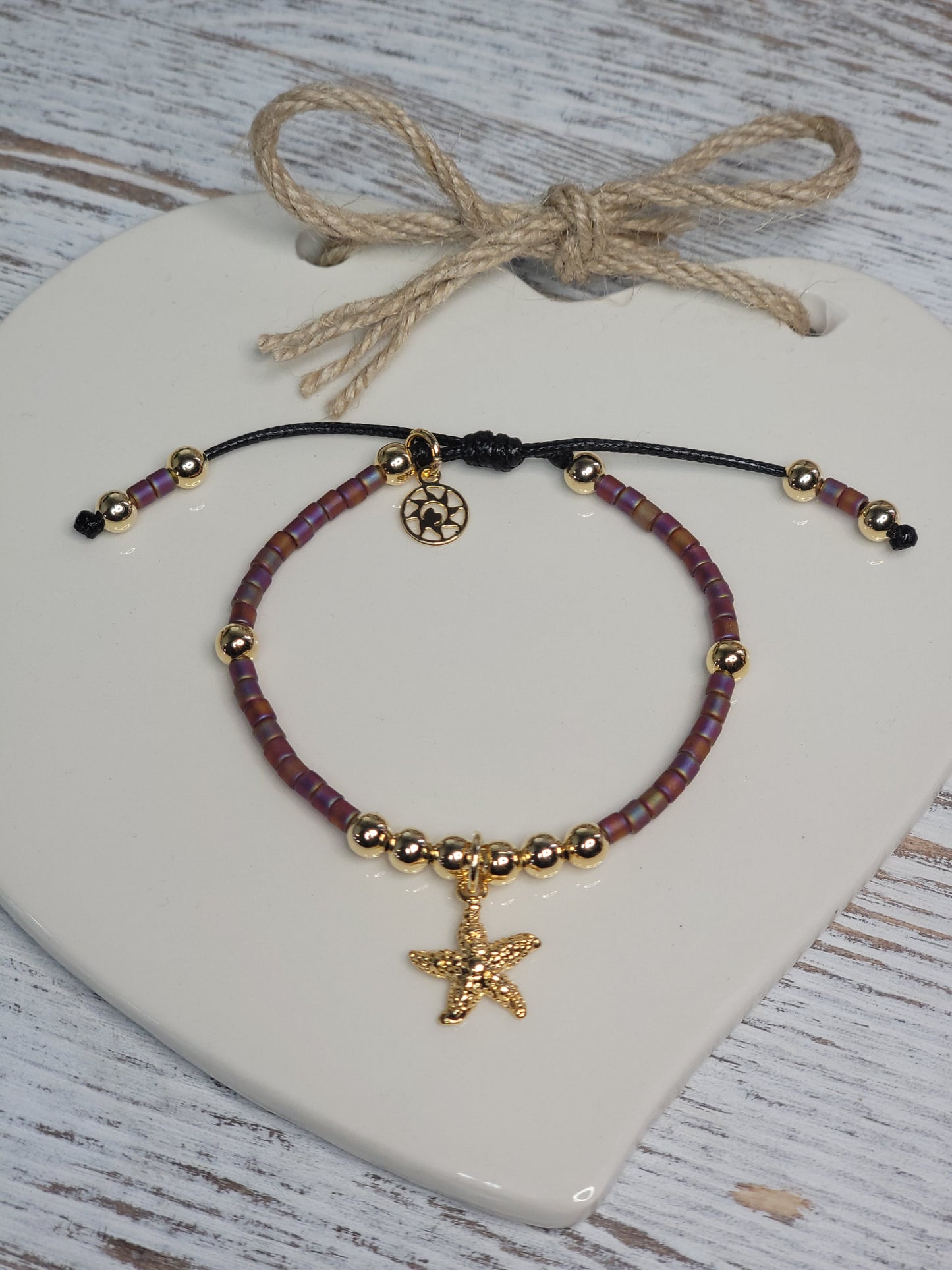 Adjustable Beaded Bracelet with 18k Gold-Filled Evil Eye Elephant or Starfish Charm