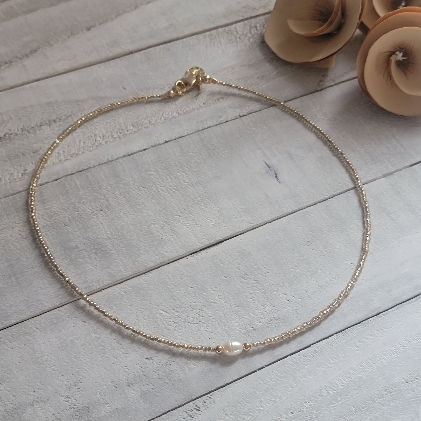 Beaded Choker Necklace With Freshwater Pearl
