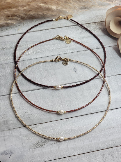 Beaded Choker Necklace With Freshwater Pearl