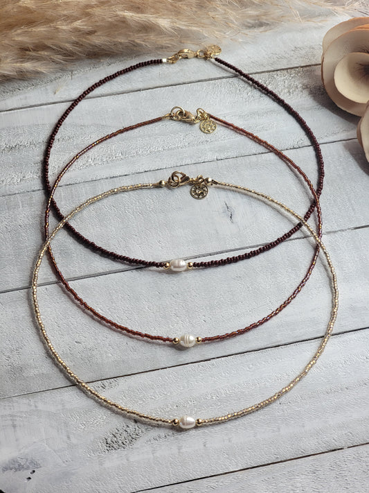 Beaded Choker Necklace With Freshwater Pearl