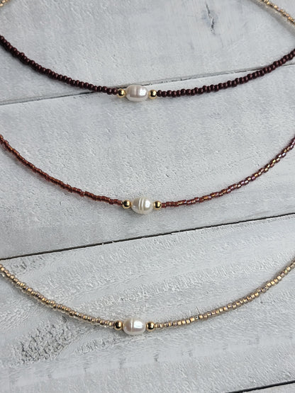Beaded Choker Necklace With Freshwater Pearl
