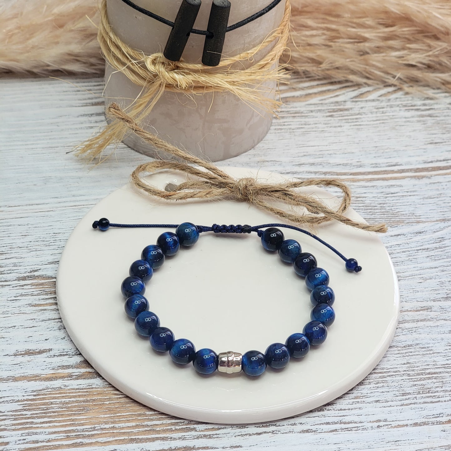 Blue Tiger Eye Bracelet for Men